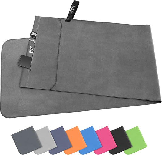 Fitnesshanddoek Microvezel 120x50 cm Sneldrogend met Ritsvak – Sporthanddoek – Reishanddoek
