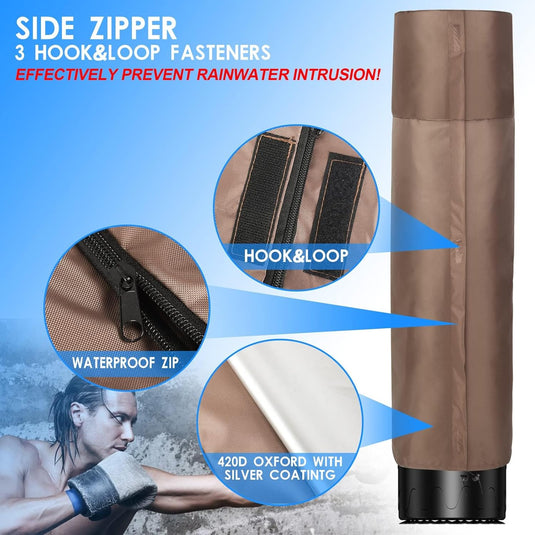Waterdichte beschermhoes voor staande bokszak 40 x 145 cm bruin