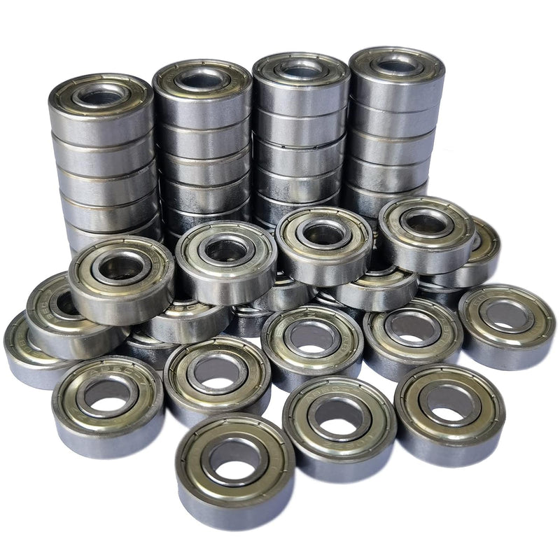 Load image into Gallery viewer, Tonmp 100 PCS 608-ZZ Ball Bearing - Double Metal Sealed Shielded Miniature Deep Groove Bearings for Furniture Wheel,Skateboards, Inline Skates, Scooters, Roller Blade Skates (8mm x 22mm x 7mm)
