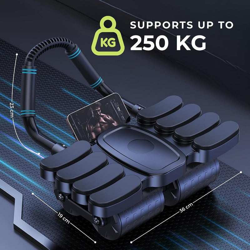 Load image into Gallery viewer, Ab roller met automatische rebound elleboogsteun en telefoonhouder – buikspiertrainer – ab wheel
