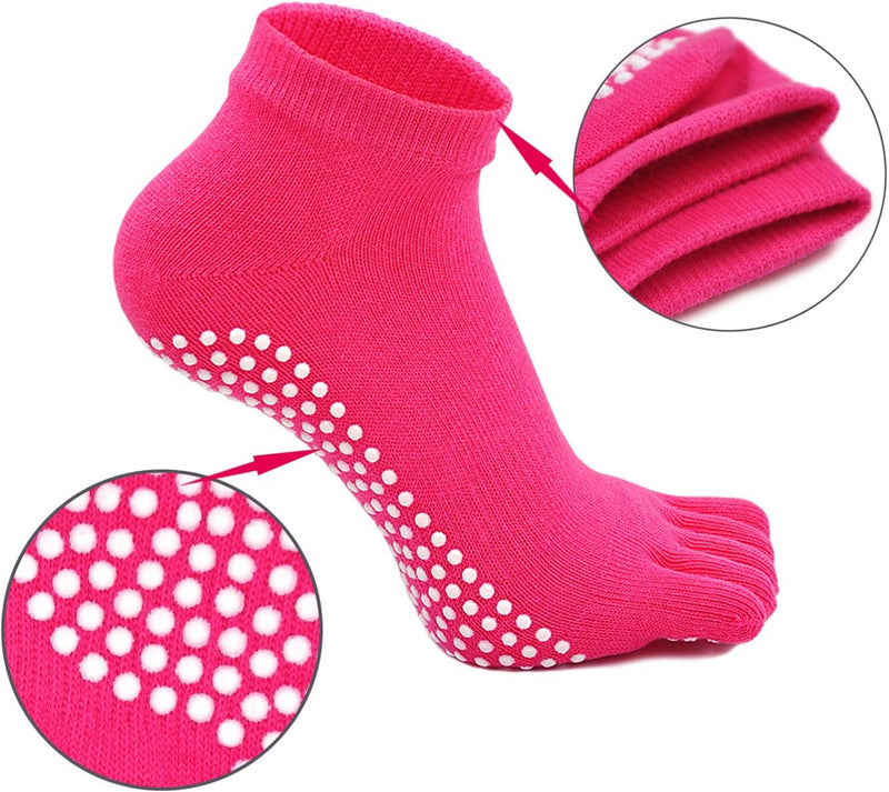 Load image into Gallery viewer, Dames Yoga Sokken Antislip Sportsokken Met Rubberen Zolen, Dames Teen Sokken Voor Pilates Yoga Dans Gym Vechtsporten, 4 paar
