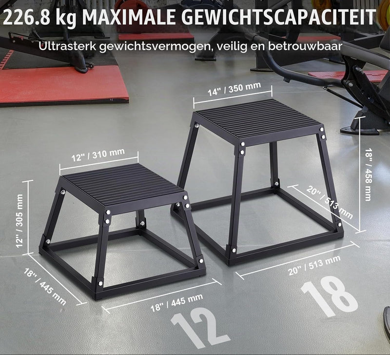 Załaduj obraz do przeglądarki galerii, Plyo box set 3 stuks 30 46 en 61 cm van staal tot 227 kg – jump box – plyometrische training
