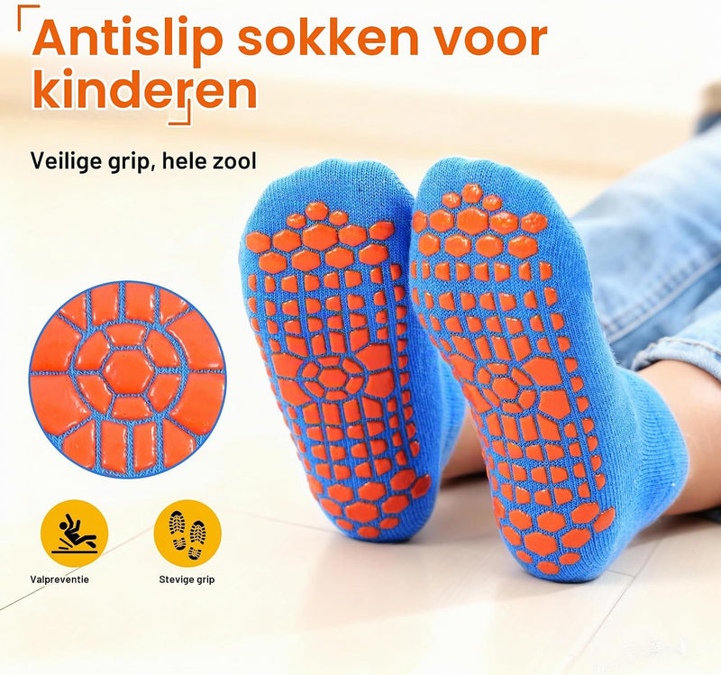 Laad afbeelding in Galerijviewer, Antislip sokken voor kinderen 6 paar met gripnoppen – trampoline sokken – jongens en meisjes 2-13 jaar
