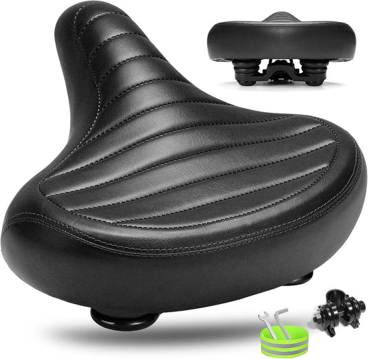 Breed comfortabel fietszadel bruin met dubbele vering