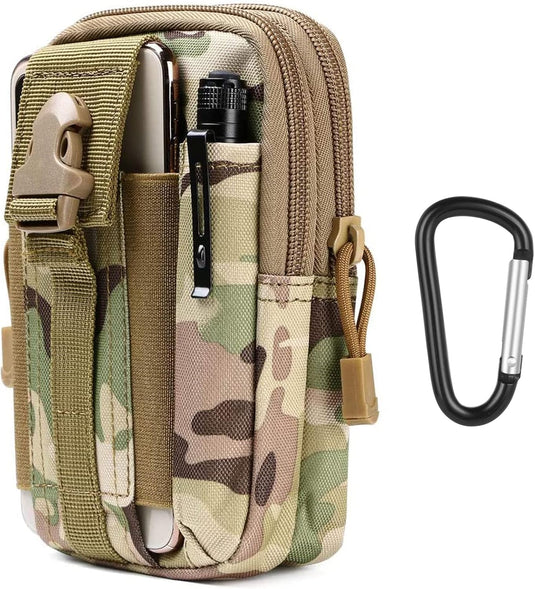 flintronic Tactische Heuptassen, Molle EDC Pouch, Outdoor Heuptas+Haak, Utility Gadget Riemtas met Mobiele Telefoon Holster voor Sport, Wandelen, Kamperen, Reizen-Zwart