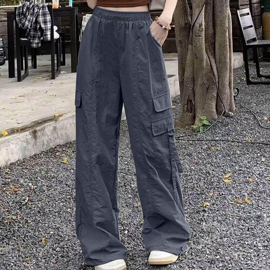 Dames baggy cargobroek met wijde pijpen trekkoord en zakken – streetwear broek – joggingbroek