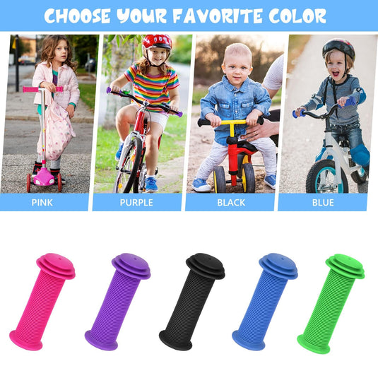 URAQT Bicycle Handlebar Grips, 1 Pair of Children's Bicycle Grips, Non-slip Children's Bicycle Grips 22mm Handlebar Grips Impact Protection, Rubber Handles for Scooters Tricycles Children's Balance