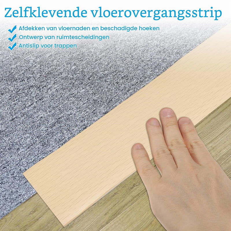 Załaduj obraz do przeglądarki galerii, Zelfklevende vloer overgangsstrip 7,6 cm x 1 m - Vinyl laminaat afdekstrip &amp; naadprofiel - Vloerovergangsstrip drempelprofiel
