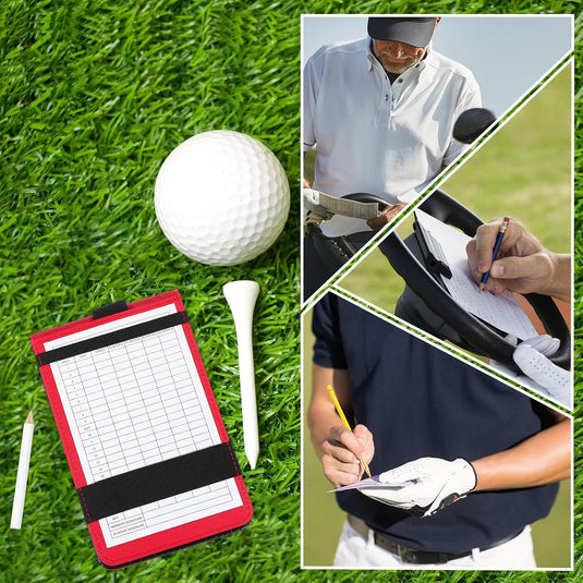 Golf-Scorekartenhalter 18 x 11 cm aus schwarzem PU-Leder – Scorekartenhalter – Golfzubehör
