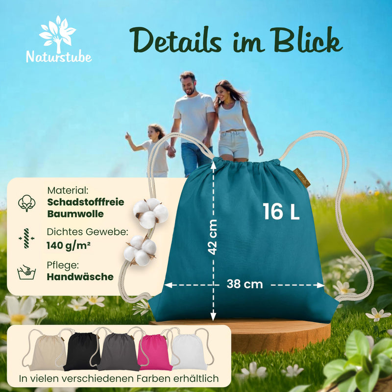 Load image into Gallery viewer, Katoenen gymtas naturel met trekkoord 140 g/m² – sporttas – rugzak
