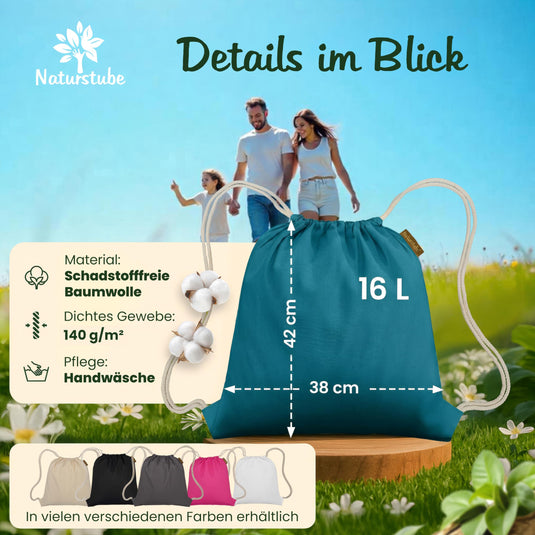 Katoenen gymtas naturel met trekkoord 140 g/m² – sporttas – rugzak
