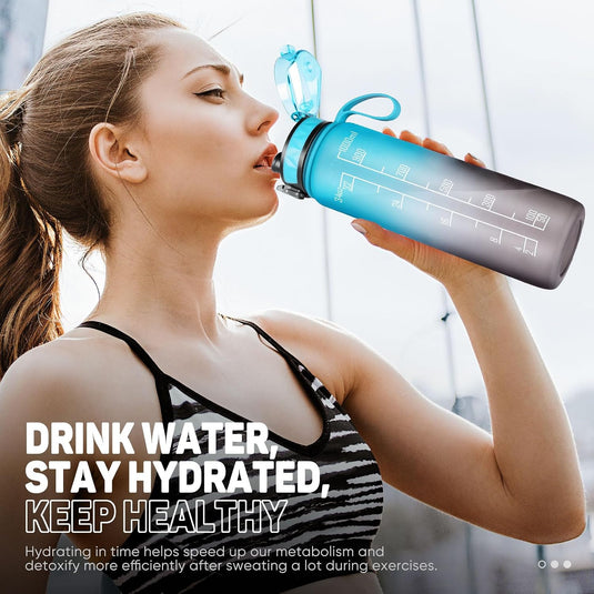 Drinkfles 1 liter BPA-vrij met antislip grip en lekvrije sluiting – waterfles – sportfles