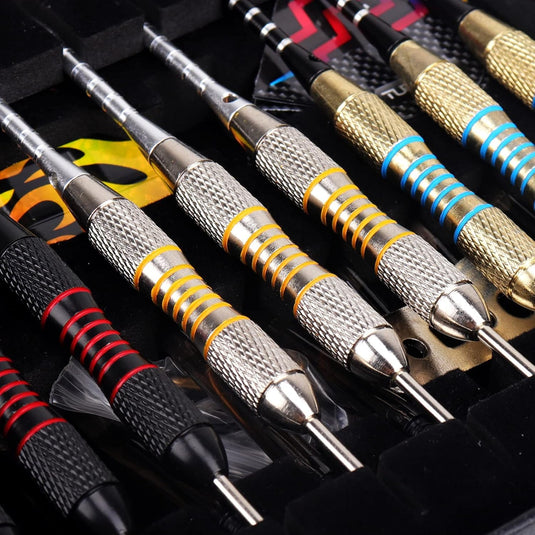 Turnart Darts Metal Tip Set Steel Tip Darts Darts Set Metal Tip Darts Set Professional Metal Darts 9 Pcs 24 Gram 20 O-Rings Aluminum Shafts 27 Extra Flights Darts Tool Exquisite Packaging (Gold)