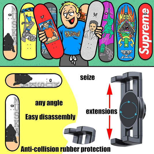Skateboard wandhouder 360° draaibaar 2 stuks tot 15 kg – deck displayhouder – skate accessoires