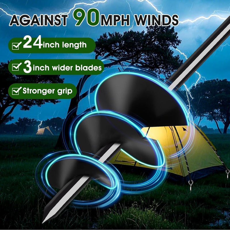 Laad afbeelding in Galerijviewer, 24 inch Trampoline Grondanker Set Van 4, Heavy Duty Ankerkit Voor Tent, Paviljoen, Schuur, Carport Enz., Sterke Wind Tot 145 km/u, Zwart
