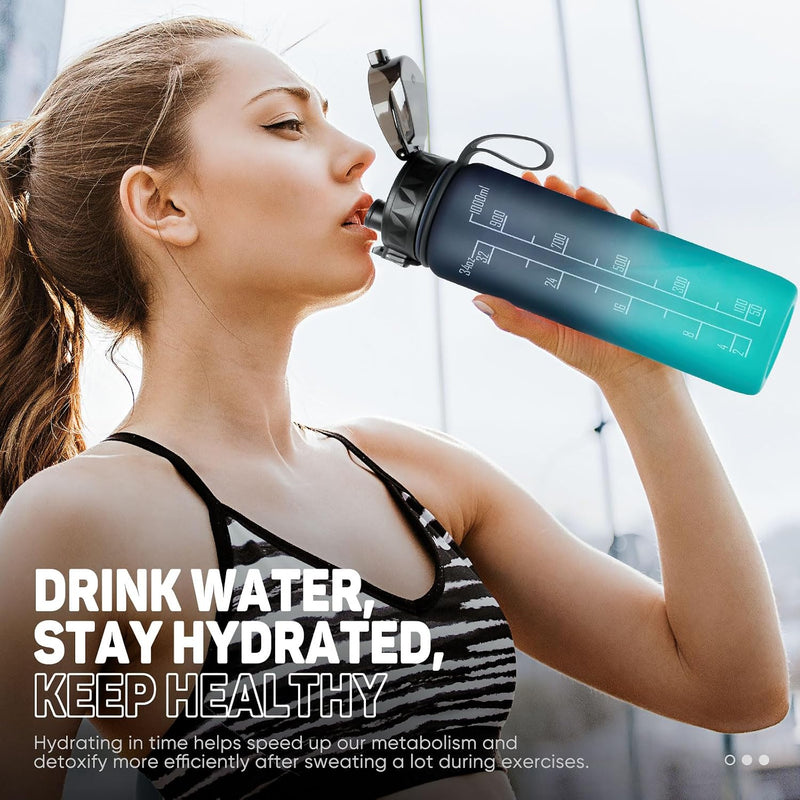 Chargez l'image dans la visionneuse de la galerie, Drinkfles 1 liter BPA-vrij met antislip grip en lekvrije sluiting – waterfles – sportfles
