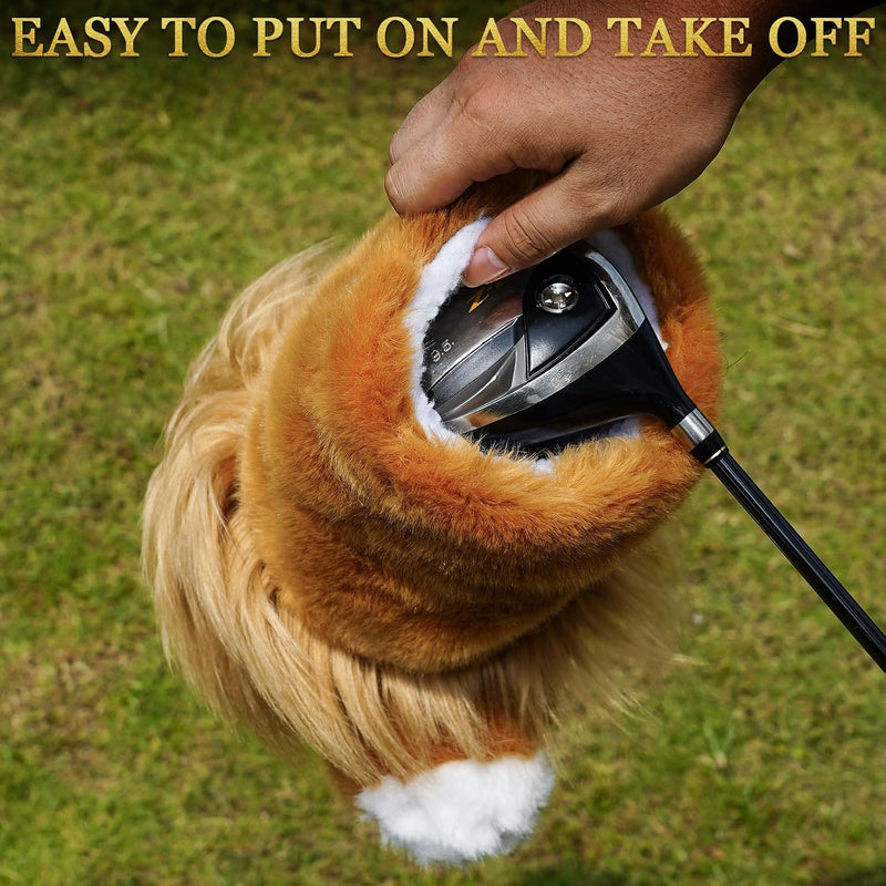 Load image into Gallery viewer, Golfclubhoes leeuw voor driver en wood, pluche headcover, golfcadeau
