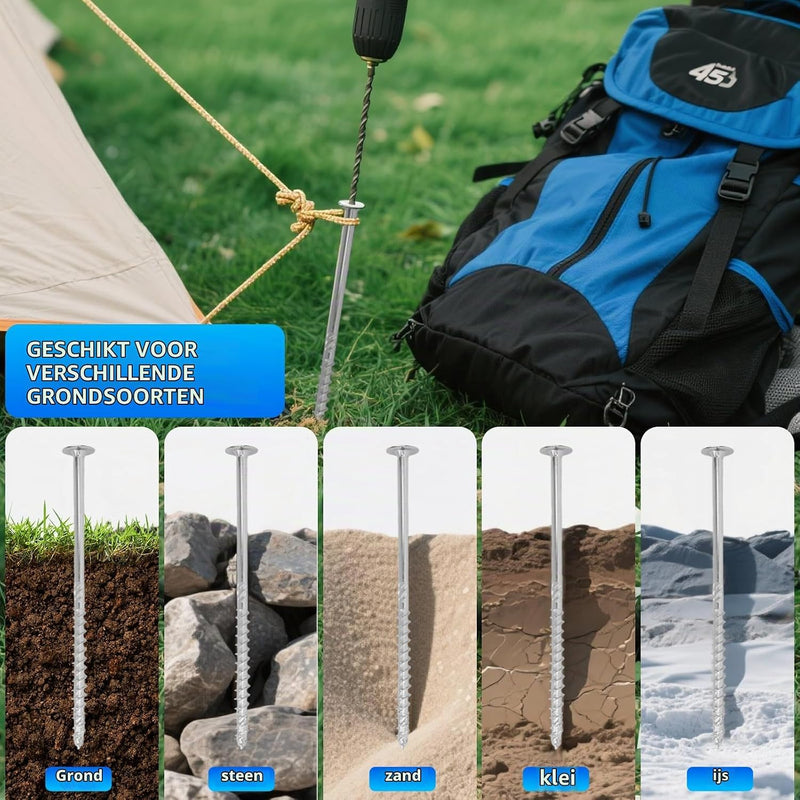 Laden Sie das Bild in Galerie -Viewer, U-vormige grondankers 4 stuks 30 cm van gepoedercoat staal – tuinankers – trampoline haringen
