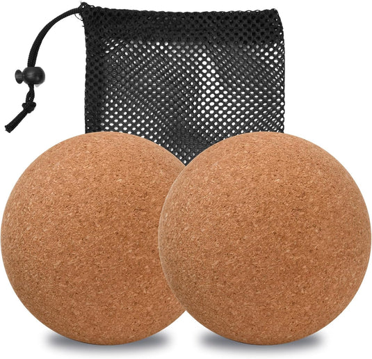 Kurk massageballen set van 2 stuks 6 cm