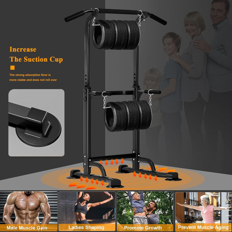 Load image into Gallery viewer, Adjustable power tower 165-210 cm with pull-up bar and dip station – power tower – fitness frame
