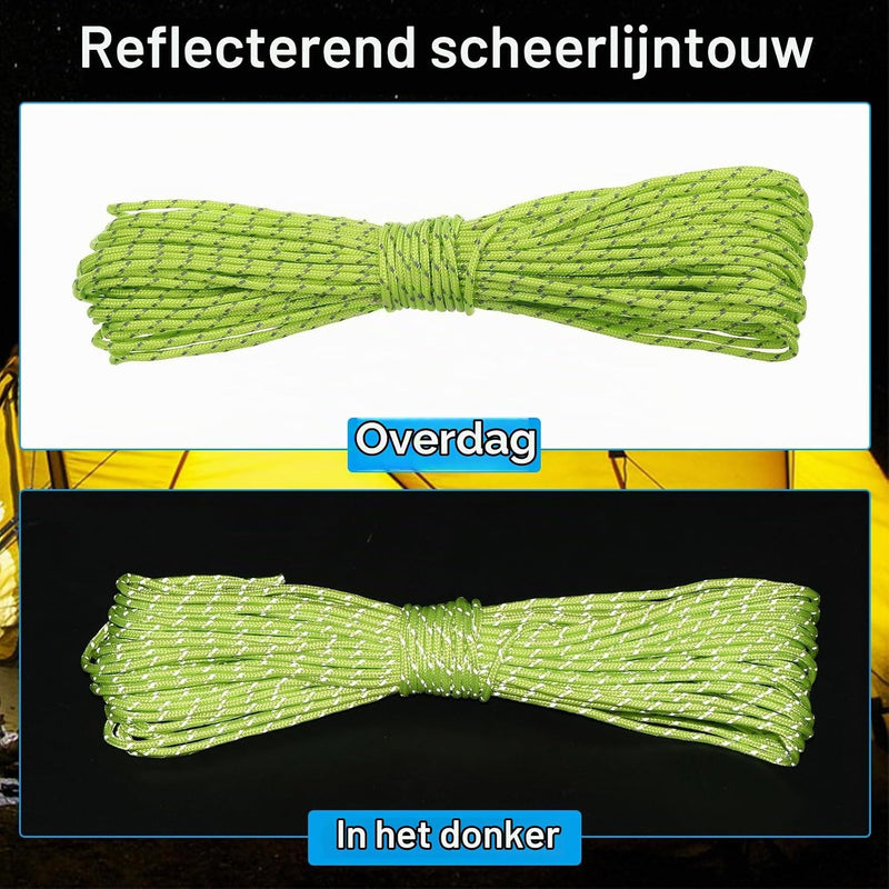 Chargez l'image dans la visionneuse de la galerie, Reflecterend tentkoord 20 meter x 2 mm fluorescerend groen – scheerlijn – camping touw
