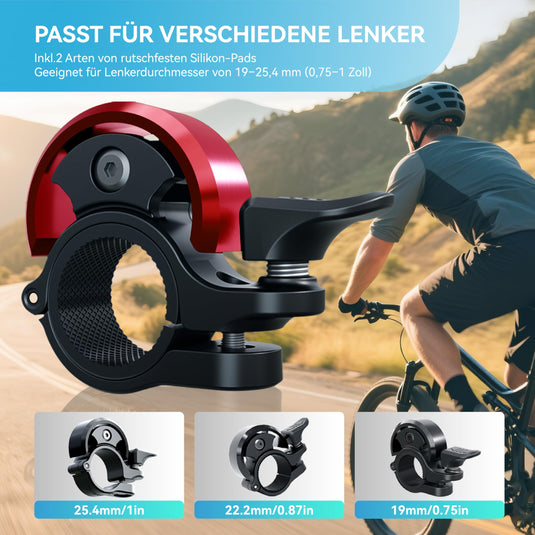 Fietsklingel voor stuur 19-25,4 mm luid en waterbestendig blauw – fietsbel – fietsklingel