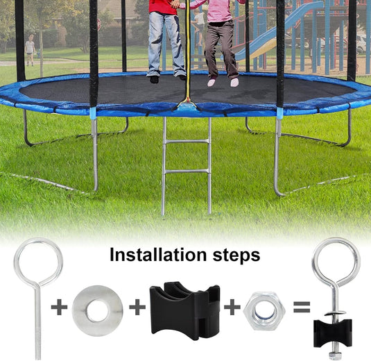Trampoline schroeven 12 stuks 95 mm met moeren sluitringen en doppen – bevestigingsbouten – trampoline accessoires