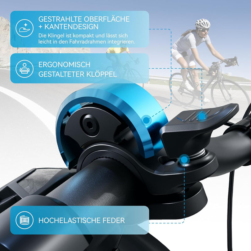 Chargez l'image dans la visionneuse de la galerie, Fietsklingel voor stuur 19-25,4 mm luid en waterbestendig blauw – fietsbel – fietsklingel
