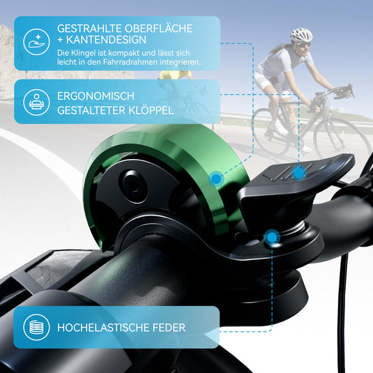 Fietsklingel voor stuur 19-25,4 mm luid en waterbestendig blauw – fietsbel – fietsklingel