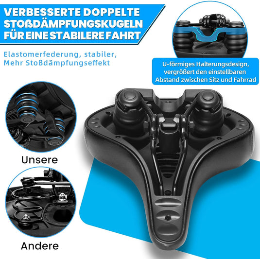 Breed comfortabel fietszadel bruin met dubbele vering