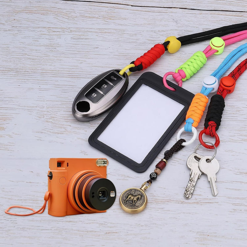 Laad afbeelding in Galerijviewer, Paracord lanyards 2 stuks met sleutelring en clip – gevlochten sleutelkoord – outdoor accessoires
