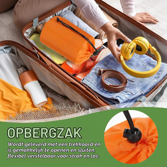 Waterdichte opbergzakken 2 stuks 13 x 25 cm met trekkoord donkergrijs – stuff sacks – camping accessoires