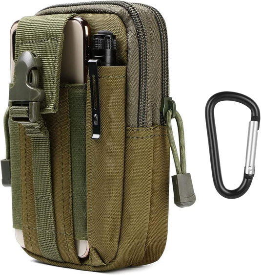 flintronic Tactische Heuptassen, Molle EDC Pouch, Outdoor Heuptas+Haak, Utility Gadget Riemtas met Mobiele Telefoon Holster voor Sport, Wandelen, Kamperen, Reizen-Zwart