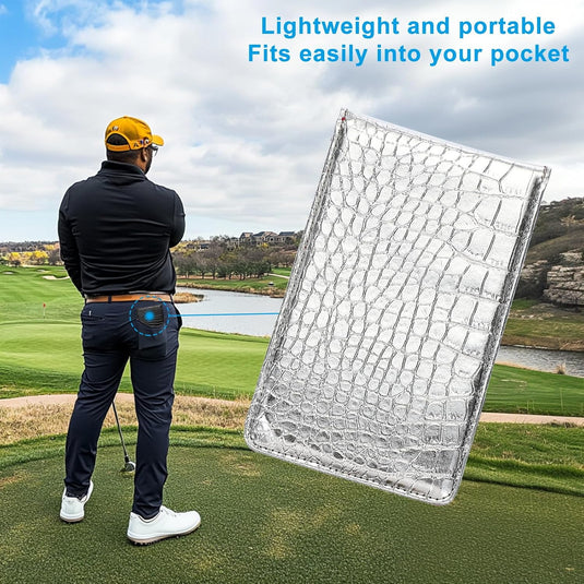 Golf-Scorekartenhalter aus PU-Leder, 18 x 11 cm, mit 4 Scoreblättern – Yardage-Büchlein – Golf-Score-Aufzeichnung