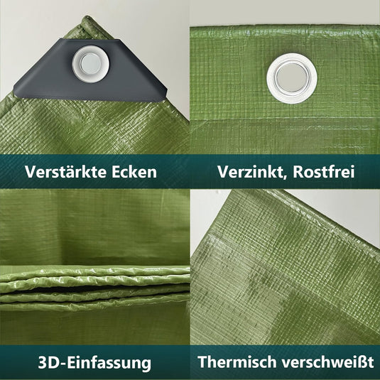 Waterdicht afdekzeil 2 x 5 meter 180 g/m² met versterkte randen – dekzeil – beschermzeil