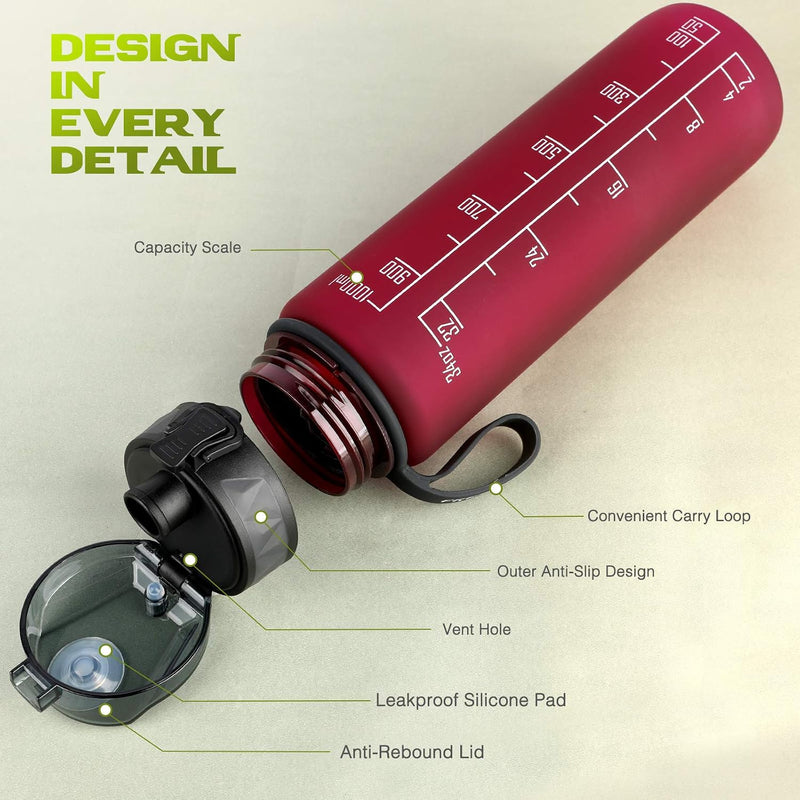 Chargez l'image dans la visionneuse de la galerie, Drinkfles 1 liter BPA-vrij met antislip grip en lekvrije sluiting – waterfles – sportfles
