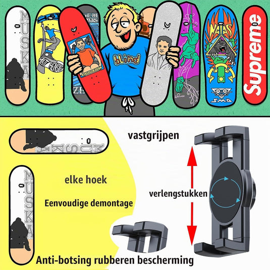 Skateboard wandhouder 360° draaibaar 2 stuks tot 15 kg – deck displayhouder – skate accessoires
