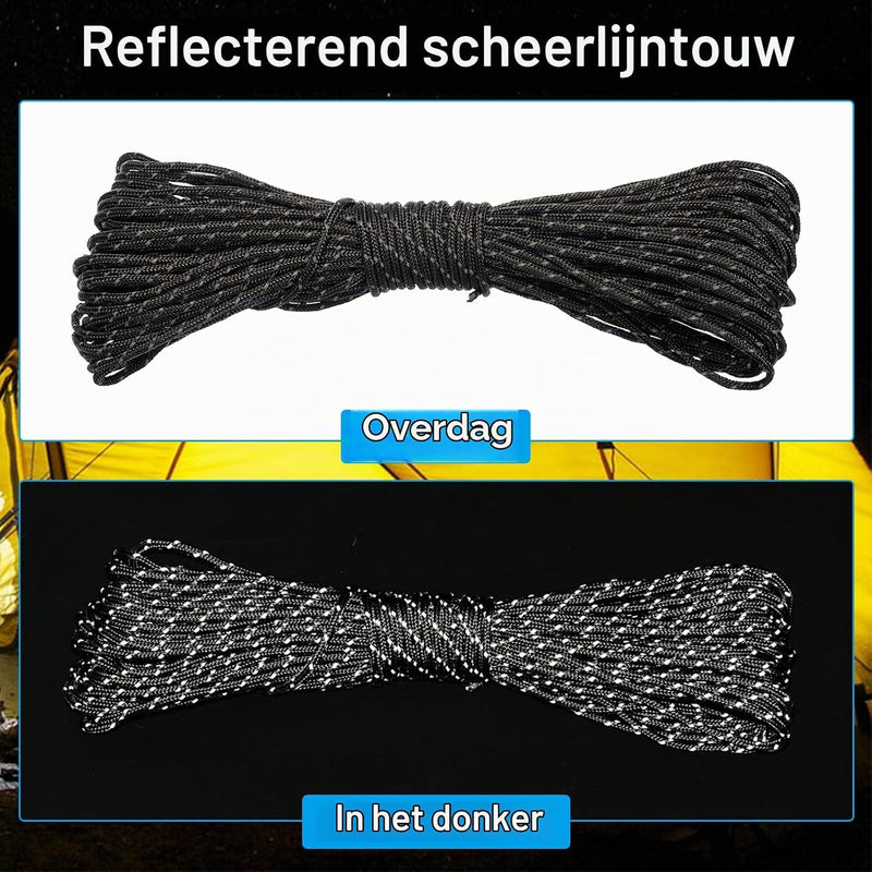 Laad afbeelding in Galerijviewer, Reflecterend tentkoord 20 meter x 2 mm zwart – scheerlijn – camping touw
