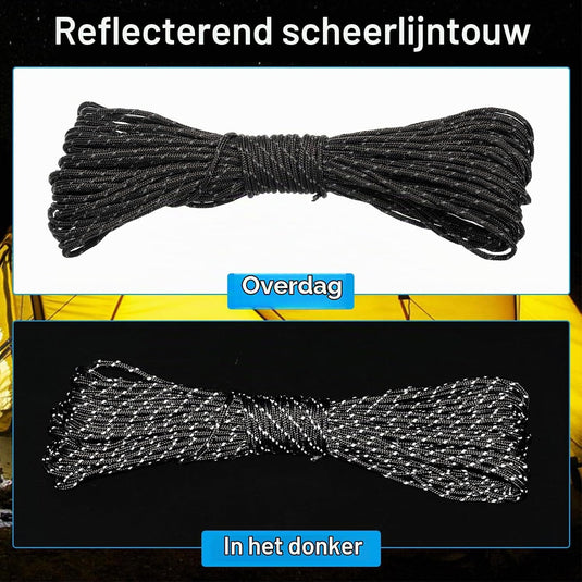 Reflecterend tentkoord 20 meter x 2 mm zwart – scheerlijn – camping touw
