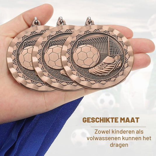 Voetbal medaille met neklint van zinklegering – sportmedaille – prijs en trofee