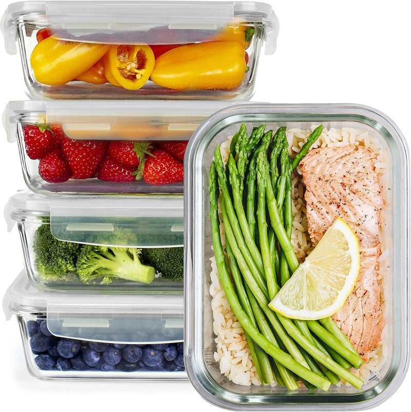 Laden Sie das Bild in Galerie -Viewer, Glazen meal prep bakjes set van 5 820 ml
