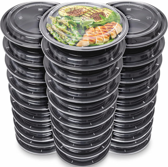 Meal prep bakjes set van 30 stuks 1 vak zwart
