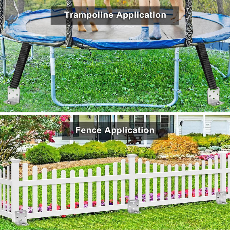 Laad afbeelding in Galerijviewer, Grondankers 6 stuks 60 cm heavy duty met L-beugels en booradapter – trampoline ankers – stormankers
