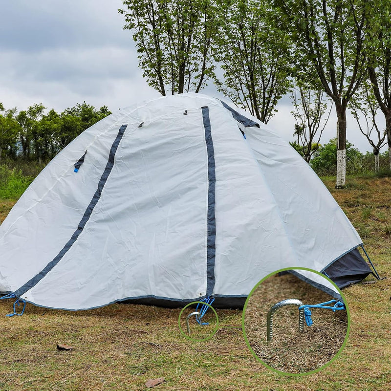 Load image into Gallery viewer, Grondpennen 6 stuks 30 cm van verzinkt staal met J-haak – trampoline ankers – grondankers
