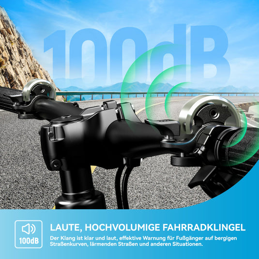 Fietsklingel voor stuur 19-25,4 mm luid en waterbestendig blauw – fietsbel – fietsklingel