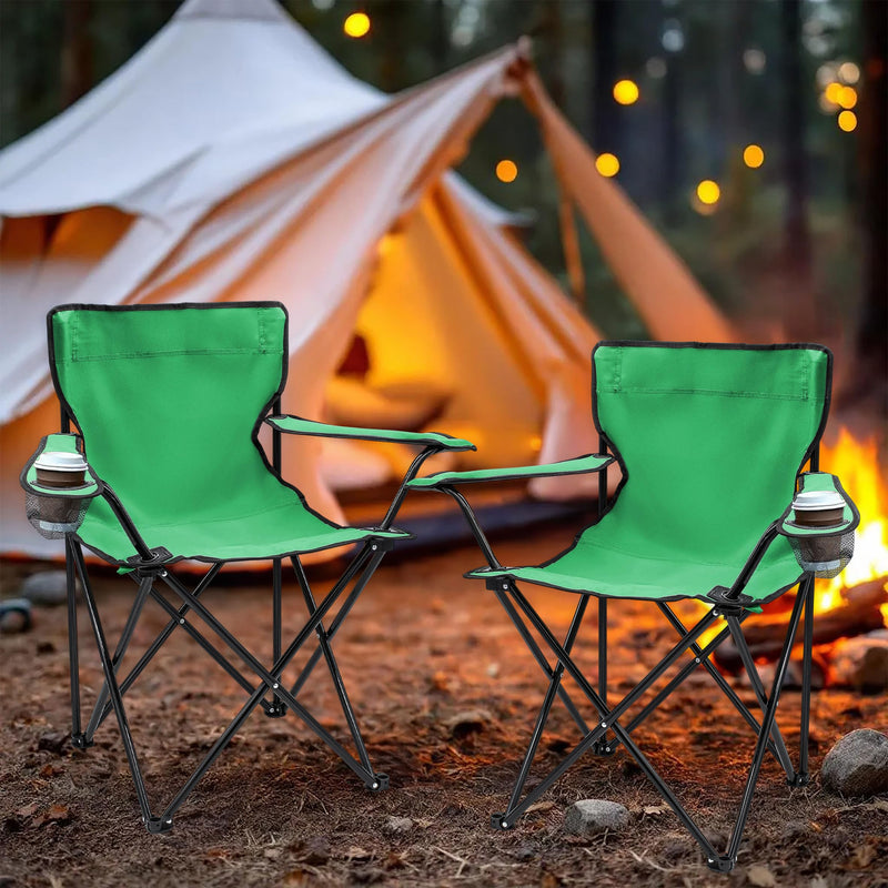 Chargez l'image dans la visionneuse de la galerie, Campingstoelen Opvouwbaar 2 Stuks met Bekerhouder tot 100 kg – Vouwstoel – Kampeerstoel
