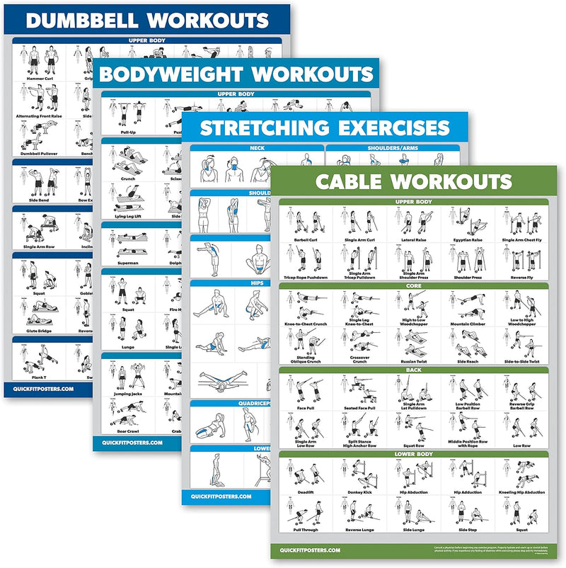 Load image into Gallery viewer, Workout posters set van 4 gelamineerd 45,7 x 61 cm
