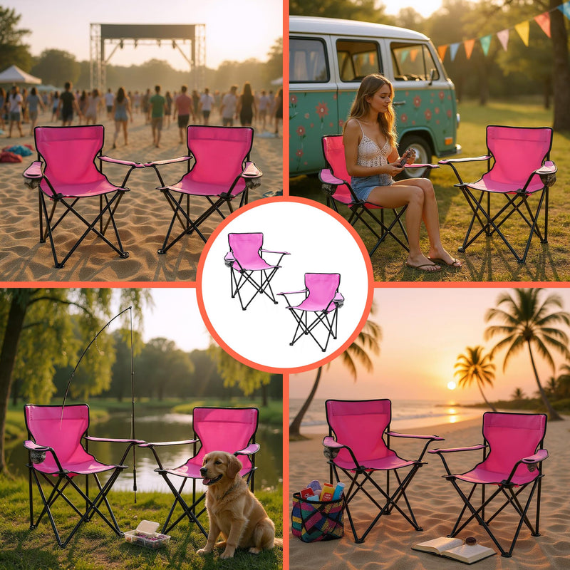 Chargez l'image dans la visionneuse de la galerie, Campingstoelen Opvouwbaar 2 Stuks met Bekerhouder tot 100 kg – Vouwstoel – Kampeerstoel
