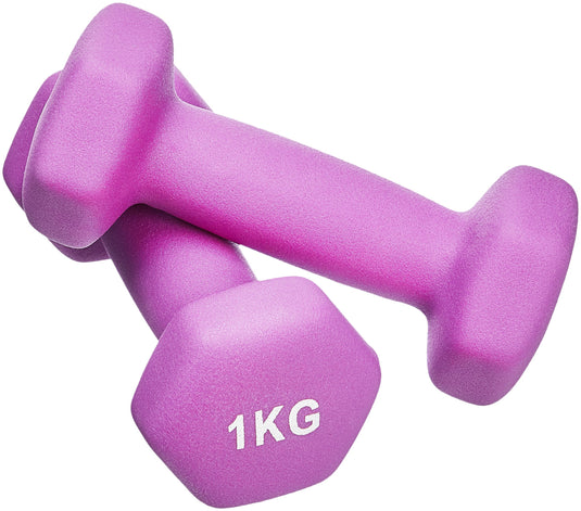 Amazon Basics Neopren Hanteln Gewichte, Hantelset, 2er-Set, 1–5kg, Sechseckig, für Krafttraining und Fitnesskurse