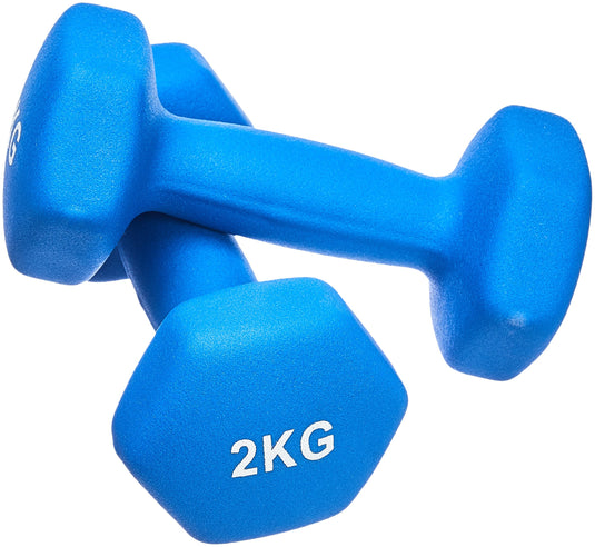Amazon Basics Neopren Hanteln Gewichte, Hantelset, 2er-Set, 1–5kg, Sechseckig, für Krafttraining und Fitnesskurse